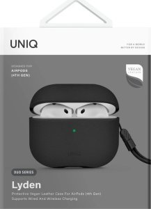 UNIQ Lyden DS - etui  ze sztucznej skóry do AirPods 4 czarne - Gwarancja bezpieczeństwa. Proste raty. Bezpłatna wysyłka od 170 zł. 3