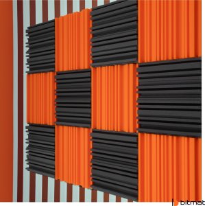 Dekoracyjny panel akustyczny Bitmat Equalizer 12 szt. zestaw do wygłuszenia pomieszczenia szary pomarańczowy 1