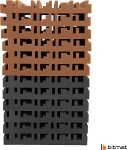 Bitmat Panele akustyczne nowoczesne decor panel na ścianę Bitmat Equalizer szary brązowy 12 szt. 3m2 9