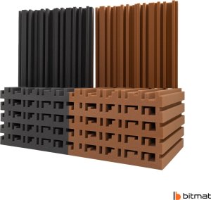 Bitmat Panele akustyczne nowoczesne decor panel na ścianę Bitmat Equalizer szary brązowy 12 szt. 3m2 10