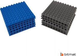 Bitmat Pianka akustyczna mata wygłuszająca echo pogłos piramida 50x50x5cm 12 sztuk 6