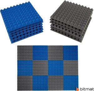 Bitmat Pianka akustyczna mata wygłuszająca echo pogłos piramida 50x50x5cm 12 sztuk 7