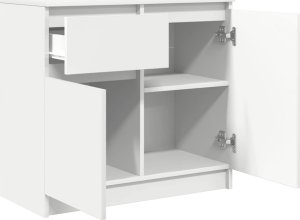 Komoda z szufladą Biała 71x35x65 cm Drewno klejone 5