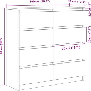 Komoda Dąb wędzony 100x35x99 cm Drewno klejone 12
