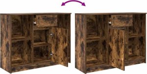 Komoda z szufladą Dąb wędzony 101x35x76 cm Drewno klejone 9