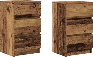 Szafki nocne z 3 szufladami 2 szt. Stare drewno 39x35x65 cm 2
