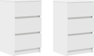 Szafki nocne z 3 szufladami 2 szt. Białe 39x35x65 cm 2