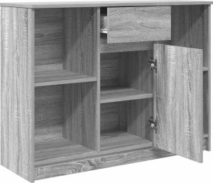 Komoda z szufladą Szary Sonoma 101x35x76 cm Drewno klejone 5