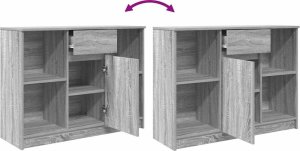 Komoda z szufladą Szary Sonoma 101x35x76 cm Drewno klejone 9