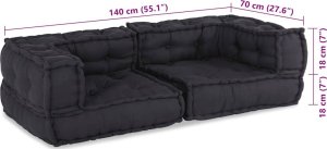 Pufa modułowa, antracytowa, 140x70x36, tkanina 8