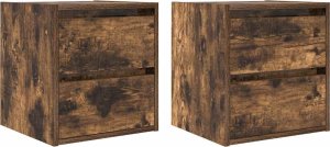 Szafki nocne ścienne 2 szt. Dąb wędzony 38x34x40 cm 2