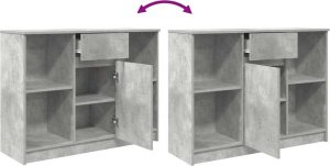 Komoda z szufladą Betonowa szarość 101x35x76 cm Drewno klejone 9