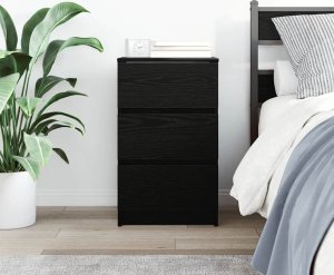 vidaXL Szafka nocna z 3 szufladami Czarna 39x35x65 cm 3