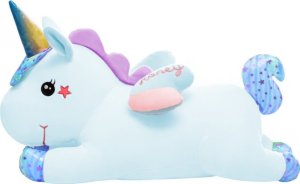 ECONOMY MASKOTKA PLUSZAK DUŻA 3W1 PODUSZKA Z KOCEM JEDNOROŻEC NIEBIESKI 2