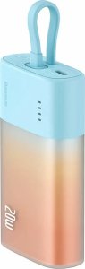 Powerbank Baseus Popsicle 5200mAh 20W z wbudowanym kablem Lightning (+ biały kabel Baseus Simple USB-C - USB-C 60W/20V/3A/30cm) - niebiesko-pomarańczowy 2