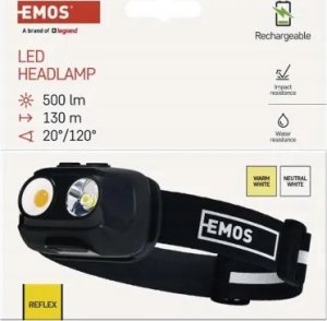 Zibintuvelis ant galvos ikraunamas, LED, 500lm, Li-pol 1200 mAh, EMOS 6