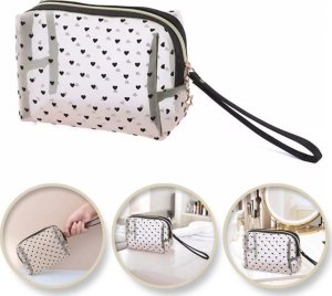 Kosmetyczka damska transparentna czarne serca 12cm x 18cm KS126 1