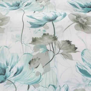 Pościel 220x200 bawełna satynowa dwustronna Cotton World gruba 3 części AML 3054 biała kwiaty szaro-niebieskie 4