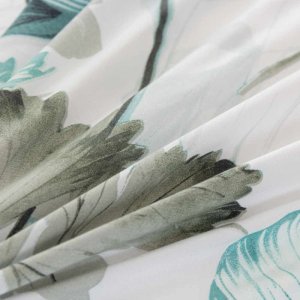 Pościel 220x200 bawełna satynowa dwustronna Cotton World gruba 3 części AML 3054 biała kwiaty szaro-niebieskie 5