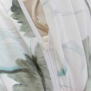 Pościel 220x200 bawełna satynowa dwustronna Cotton World gruba 3 części AML 3054 biała kwiaty szaro-niebieskie 6