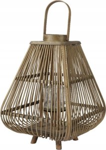 Latarnia bambusowa z drewnianymi nóżkami i uchwytem 31x25cm 2