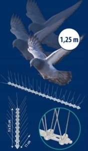 Kolce odstraszające ptaki trzy rzędy nierdzewne 1,25 m 2