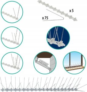 Kolce odstraszające ptaki trzy rzędy nierdzewne 1,25 m 3