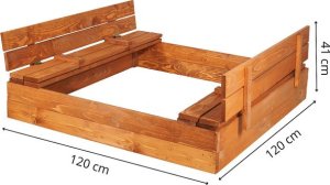 Piaskownica zamykana 120x120 cm drewno impregnowane, z agrowłókniną UNIWERSALNY 9