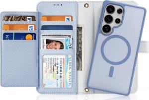 Etui skórzane Dux Ducis Lawa na Samsung Galaxy S25 Ultra z odłączanym portfelem magnetycznym - niebieskie 1