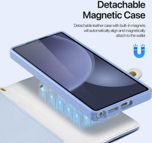 Etui skórzane Dux Ducis Lawa na Samsung Galaxy S25 Ultra z odłączanym portfelem magnetycznym - niebieskie 4