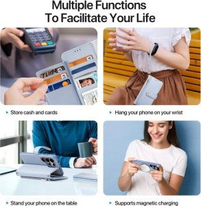 Etui skórzane Dux Ducis Lawa na Samsung Galaxy S25 Ultra z odłączanym portfelem magnetycznym - niebieskie 5