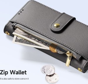 Etui skórzane Dux Ducis Lawa na Samsung Galaxy S25 Ultra z odłączanym portfelem magnetycznym - szare 3