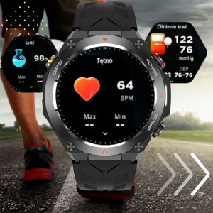 SMARTWATCH z GPS męski zestaw 3 paski 6