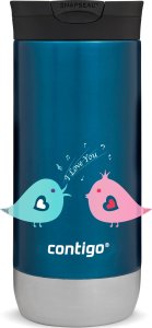 Kubek termiczny na kawę Contigo Huron 2.0 470ml - Ptaszkowe love - Niebieski 1
