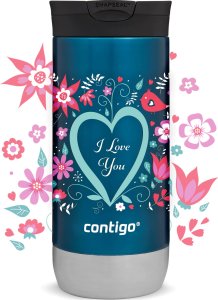 Kubek termiczny na kawę Contigo Huron 2.0 470ml - I love You - Niebieski 2