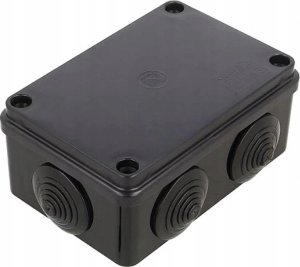Puszka Natynkowa Hermetyczna Czarna Ip65 100 X 100 X 50Mm 6-Dławików S-Box 106C Pawbol 1