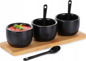 ZESTAW MISECZEK Z ŁYŻECZKAMI NA DESCE DO SERWOWANIA SOSÓW PRZEKĄSEK 139686 2