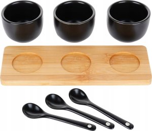 ZESTAW MISECZEK Z ŁYŻECZKAMI NA DESCE DO SERWOWANIA SOSÓW PRZEKĄSEK 139686 7
