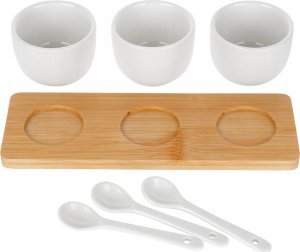 ZESTAW MISECZEK Z ŁYŻECZKAMI NA DESCE DO SERWOWANIA SOSÓW PRZEKĄSEK 139687 7