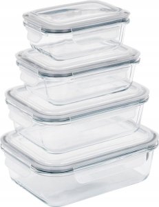 ZESTAW SZKLANYCH POJEMNIKÓW NA ŻYWNOŚĆ Z POKRYWAMI I USZCZELKAMI 229151 4