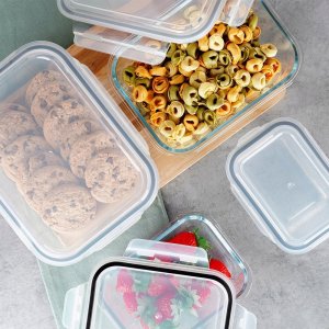 ZESTAW SZKLANYCH POJEMNIKÓW NA ŻYWNOŚĆ Z POKRYWAMI I USZCZELKAMI 229151 8