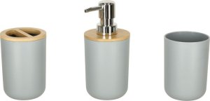 Zestaw łazienkowy szczotka do WC dozownik mydła mydelniczka kubek 6 elementów szary Kik sp. z o.o. sp. k. 2