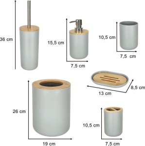 Zestaw łazienkowy szczotka do WC dozownik mydła mydelniczka kubek 6 elementów szary Kik sp. z o.o. sp. k. 7