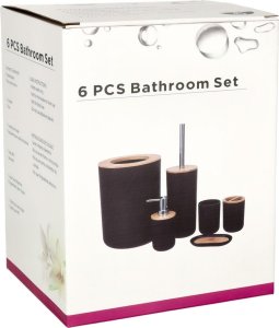 Zestaw łazienkowy szczotka do WC dozownik mydła mydelniczka kubek 6 elementów szary Kik sp. z o.o. sp. k. 10