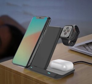 Ładowarka Bezprzewodowa 3w1 USB-C Indukcyjna do Telefonu Smartfona Zegarka Watch Słuchawek TWS Airpods Buds Zenwire X12 2