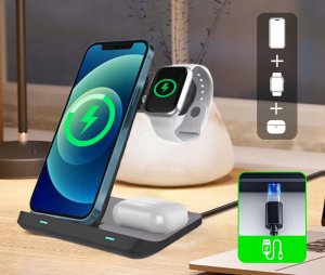 Ładowarka Bezprzewodowa 3w1 USB-C Indukcyjna do Telefonu Smartfona Zegarka Watch Słuchawek TWS Airpods Buds Zenwire X12 3