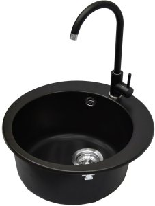 HELIKA CLARUS sink and SABIA faucet set + GIFT limescale remover, black 1
