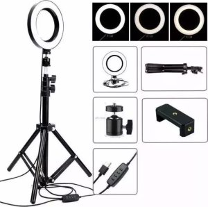 RoGer XT Tripod with phone holder and LED lamp 10" 1.6m 1