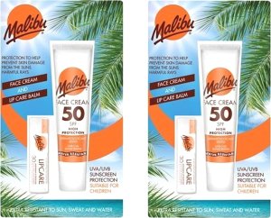 Malibu Krem Do Twarzy SPF50 + Pomadka SPF30 Zestaw x2szt 1