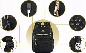 ML Damski plecak podróżny z kosmetyczką 10.5'' Matein 1342 Czarny 11